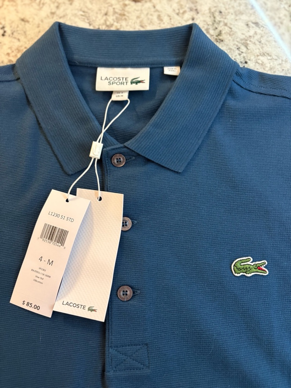 NWT Lacoste Sport Men’s Polo Shirt - Teal Blue Size 4-M
